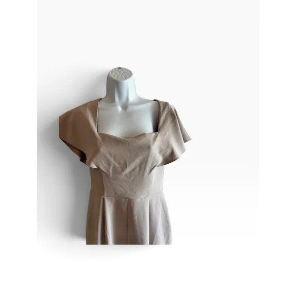 NWT ASOS Dress Size 4 Tan Flutter Sleeve Square Neck Chic Office Professional - Image 3
