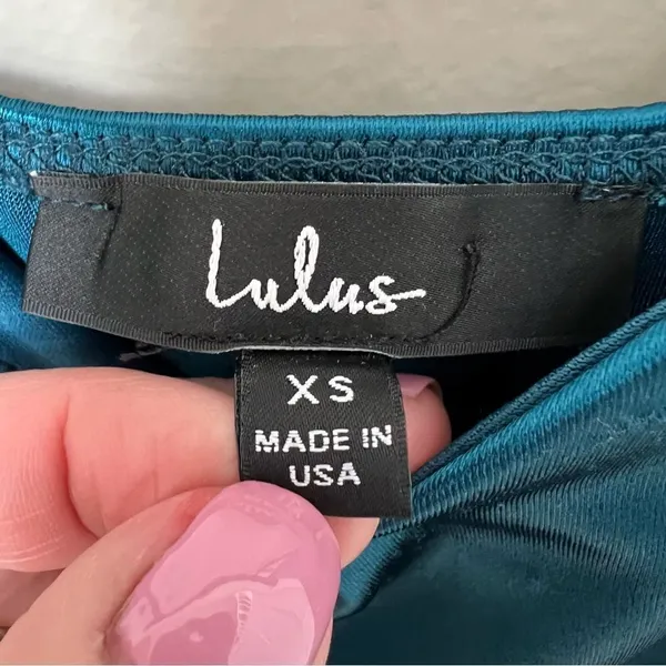Lulus Forever Your Girl Teal Blue Satin Bodycon Dress Extra Small Mini Dress - Image 6