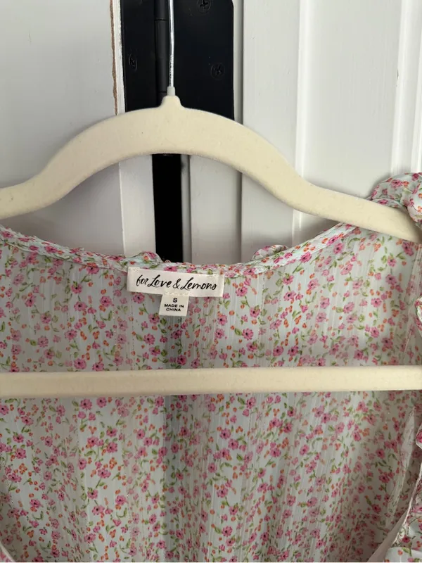 For love and‎ lemons Natalie crop top pink floral long sleeve blouse - Image 4