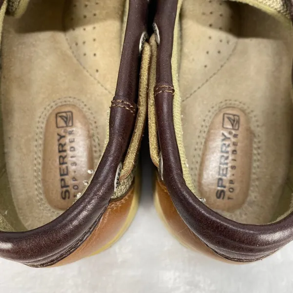 Sperry Top-Sider Leather Boat Shoes Mesh Detail Brown Tan Comfort Loafers‎ 7.5M - Image 7