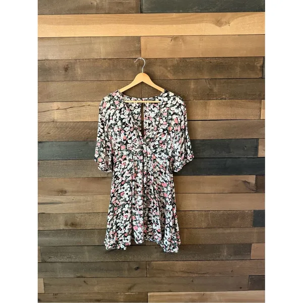 Billabong Floral Mini Dress Rayon Boho Babydoll Festival Dress - Image 2