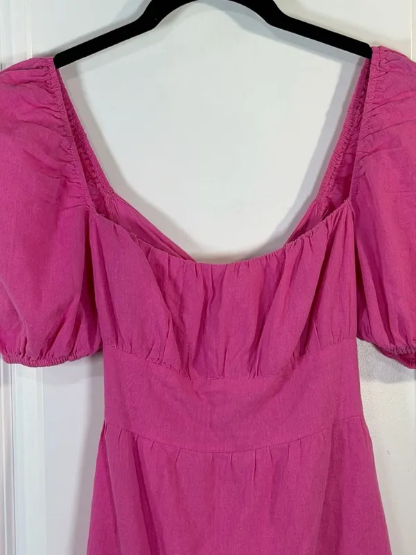 Hello Molly Best Weekend Pink Puff Sleeve Tie Back Mini Dress Size 4 - Image 3