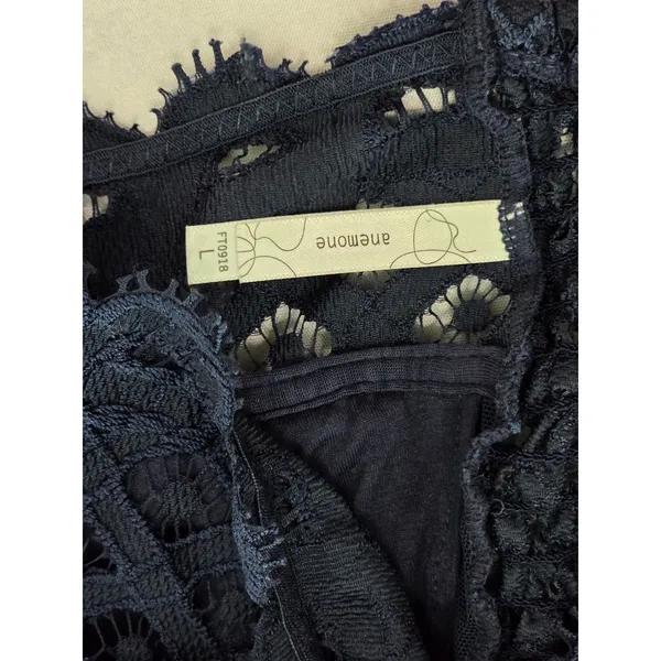 Anemone Navy Blue Romantic Boudoir Bridal Cottage Lingerie Feminine Lace Bra L - Image 6