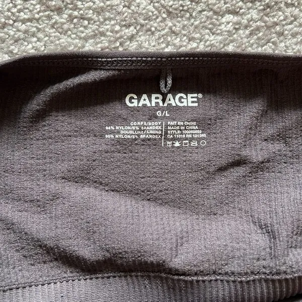 Garage Gray Ribbed Halter Crop Top Bralette Size Large Y2K Stretch - Image 4