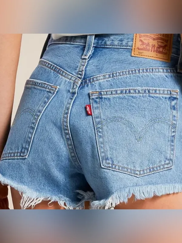 NEW! Levi’s 501 High Rise Distressed Cutoff Denim Shorts Size 34 - Image 5