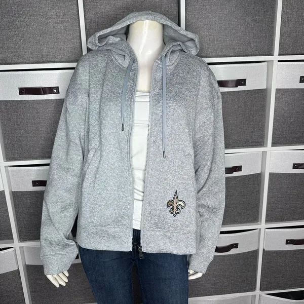 WEAR by Erin Andrews New Orleans Saints Team Heathered Gray Full-Zip Hoodie Size - Image 13