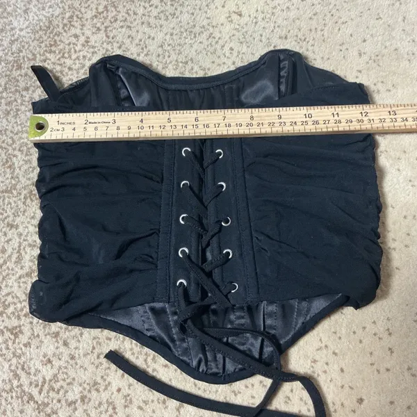 Renaissance Victorian‎ Ruched Mesh Lace Up Corset Belt Boned Waist Cincher XS - Image 5