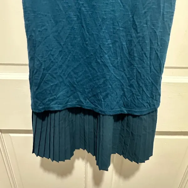 Free People Teal Cowl Neck Sleeveless Pleated Hem Dress S - Image 3