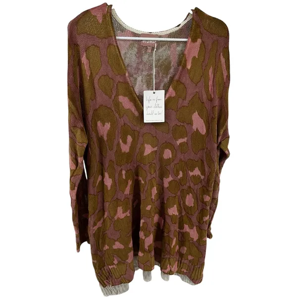 Show Me Your Mumu Hug Me Sweater Oversized Knit High Low Rosy Leopard Me M NWT - Image 2
