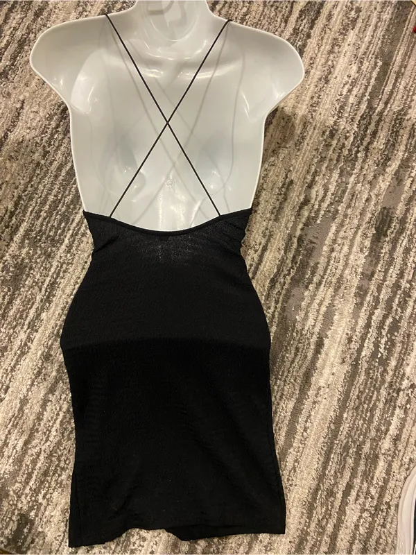 Divided Black Ruched Bodycon Dress Size xxs - Image 3