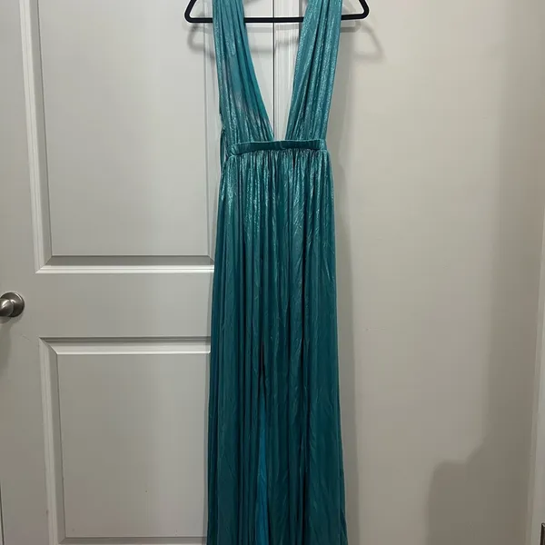 Bronx and Banco Blue Romi Metallic Gown Size Medium $510 - Image 2
