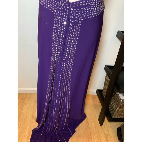 Betsy and Adam purple long dress with sequence size 8 - Image 4