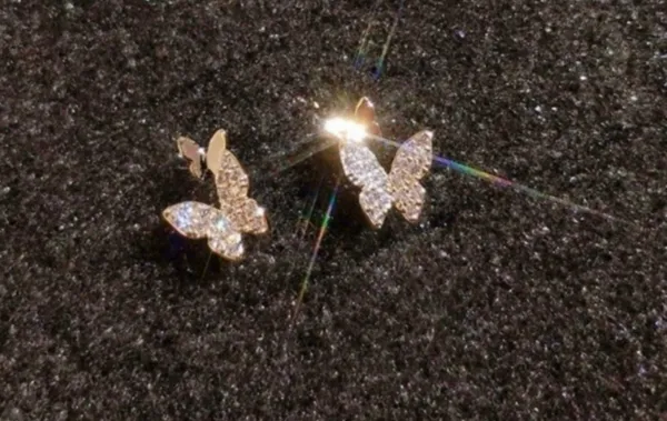 Mini Gold Butterfly Stud Earrings for Women - Image 2