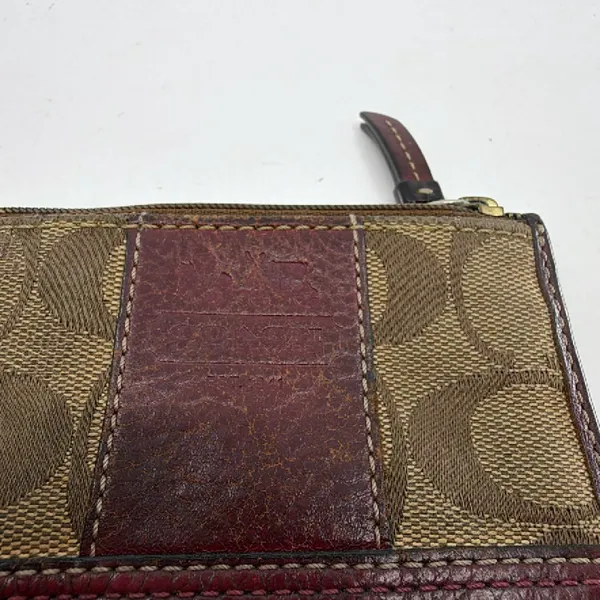 Coach Mini Skinny Brown Signature C Canvas & Leather Coin Ca - Image 2