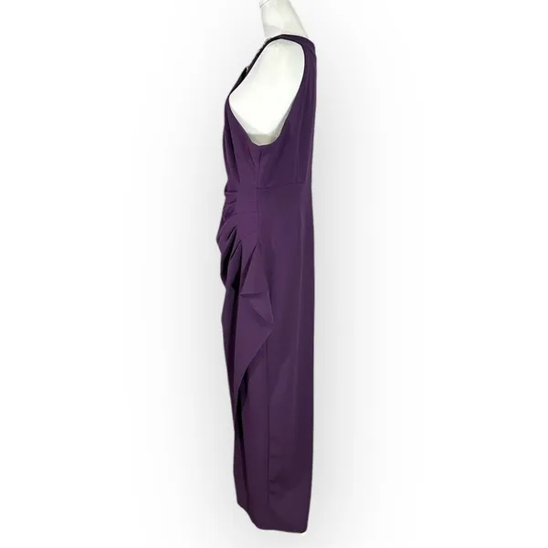 S.L. Fashions SLNY Maxi Dress Women's Plus 18 Purple Embellished Halter Neckline - Image 4