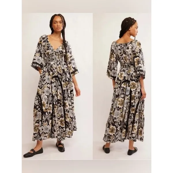 Free People Printed Dixie Maxi Dress in Black Combo XS - Image 3