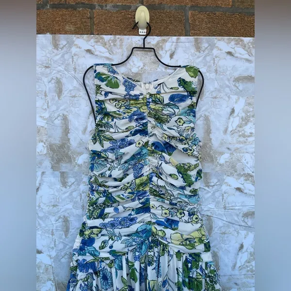 Abercrombie & Fitch High Neck Ruched Tiered Maxi Dress size XS - Image 3