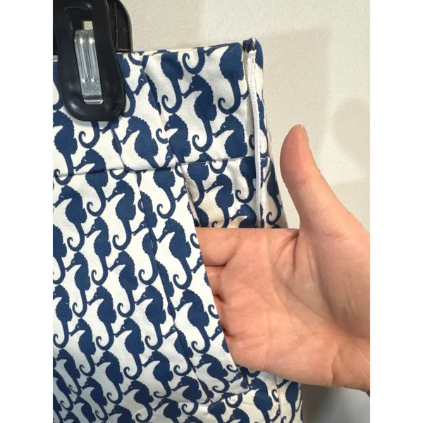 J.Crew Womens‎ Navy Blue Seahorse Print Stretch Side Zip Shorts Size 6 Nautical - Image 4