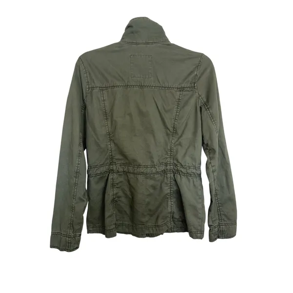 Y2K Hollister Green Military Utility Jacket L Indie Sleaze Arm Patch - Image 3