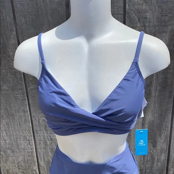 New Cupshe V-neck Twist Bra & Spliced High Waist Bikini Size Medium Beach Vacay - Image 5