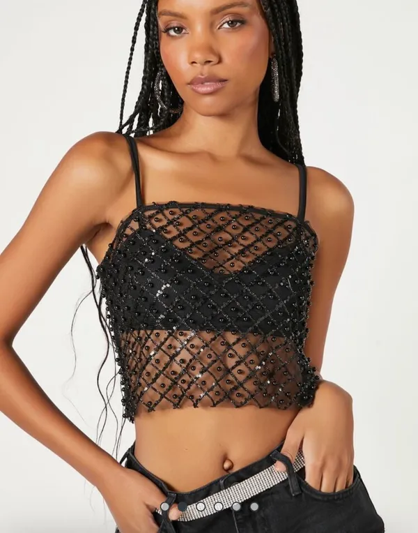 Forever 21 Sheer Beaded Cami - Image 2