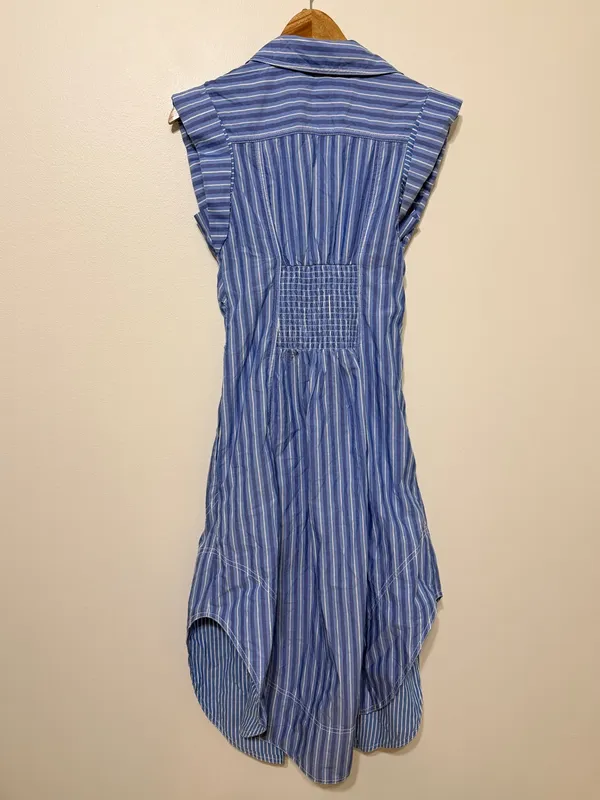 Anthropologie Pilcro Striped Sleeveless Wrap Shirt Dress Button Down XS Blue - Image 8
