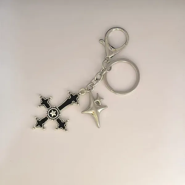 Cross Star Keychain Charm for Men Women Car Keychain Key Ring Bag Charm Couple Gifts - Image 2