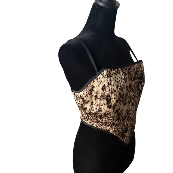 PLT Leopard Animal Print‎ Corset Top Brown Size 4 y2k Statement Maximalist NEW - Image 7