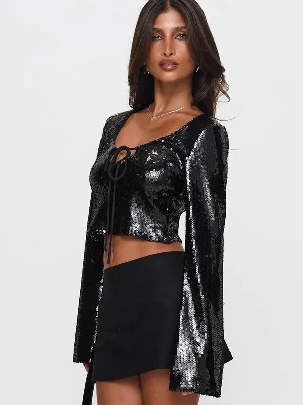 Princess Polly new black sequin top - Image 5