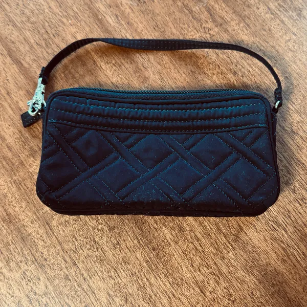 Vera Bradley Black Quilted Wristlet Silver Hardware - Image 4