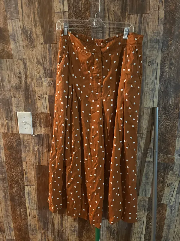 Anthropology balloon joggers brown with polka dots size large - Image 3