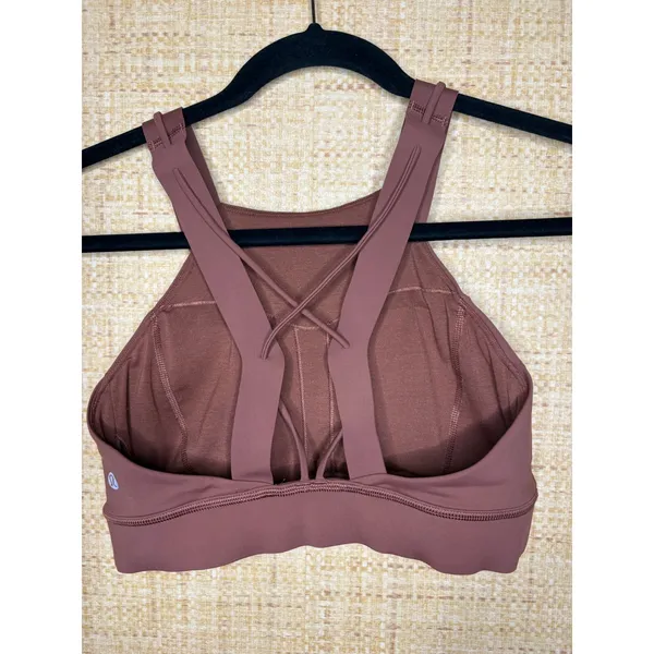 Lululemon Strong at Heart High Neck Sports Bra Ancient Copper Brown Size 8 - Image 4