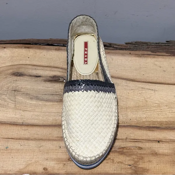 Prada espadrille sz 37.5 Platform flat‎  ~ LEFT SHOE ONLY - Image 4