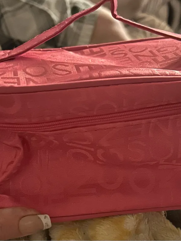 Pink Travel Cosmetic Case - Lightweight Carry Handle - Image 2