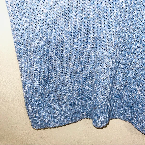 Blue & White Marled Tight Knit Oversized Sweater - Image 6