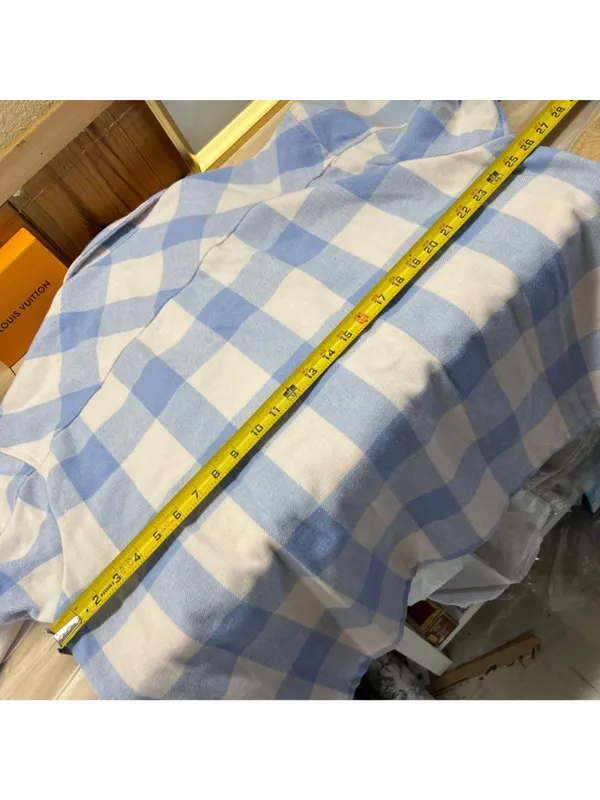 HFX Blue & Cream Plaid Long Sleeve Shacket Front Pockets Size Large - Image 10