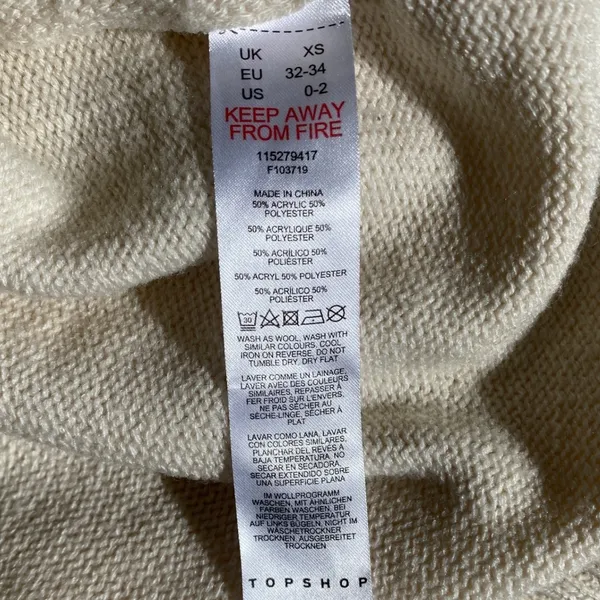 Topshop Womens Cream V-Neck Split Back Oversized Knit Sweater Ivory XS 0-2‎ - Image 4