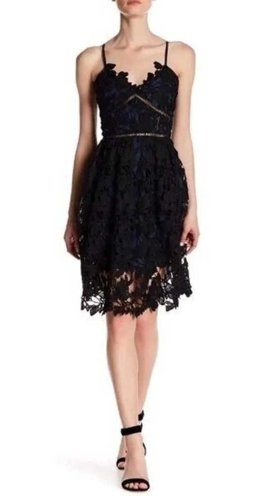 Romeo + Juliet Lace Dress Womens Size Medium Black Atlantic Green Party Cocktail - Image 6
