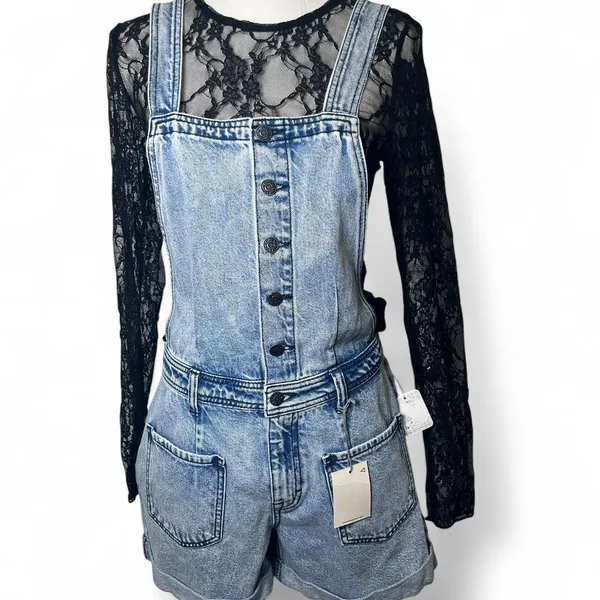 Free People and Hidden Collab Women's Blue Dungarees-overalls Size Medium NWT - Image 3
