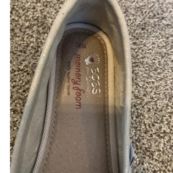 Skechers BOBS Slip On Flats Womens 6 Silver Good Rhinestone Sparkle Metallic - Image 3
