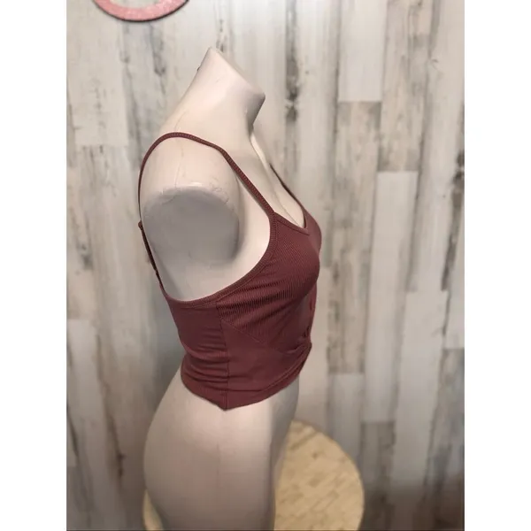 Bozzolo Ribbed Twist Front Crop Cami Women’s Small Mauve Pink Adjustable Strap T - Image 6