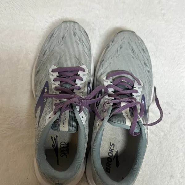 Brooks Gray and Purple Athletic Shoes for Running - Image 11
