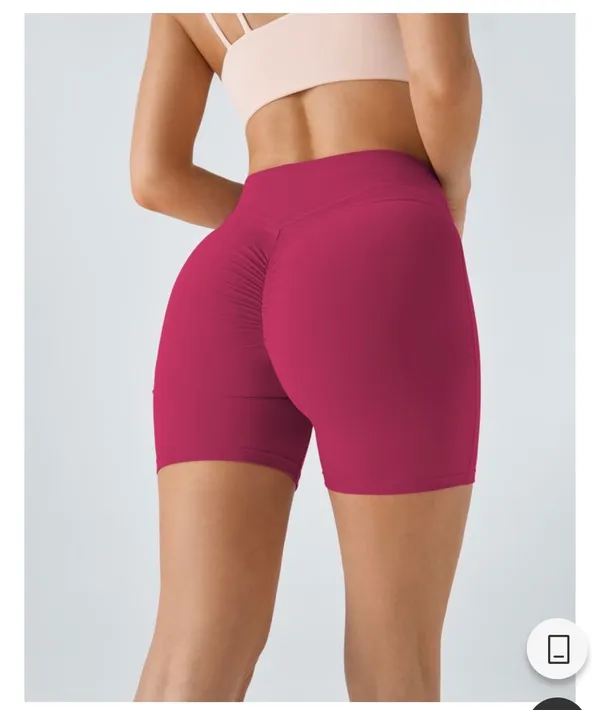 Halara SoftlyZero™ Plush High Waisted Crossover Ruched Yoga Shorts 5'' - Image 2