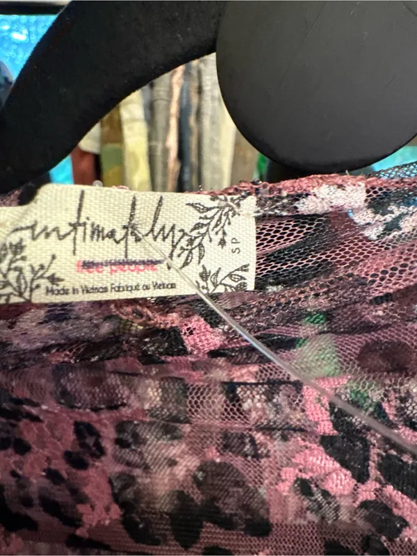 NWOT Free People FP Intimately Lady Lux Printed Layering Top- pink black - Small - Image 7