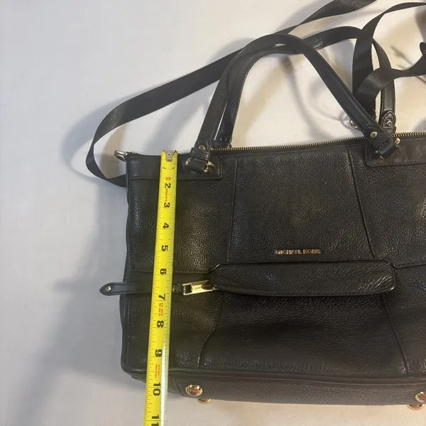 Michael‎ Kors Jesse Large Satchel Shoulder Bag Black Pebble Leather Purse - Image 11