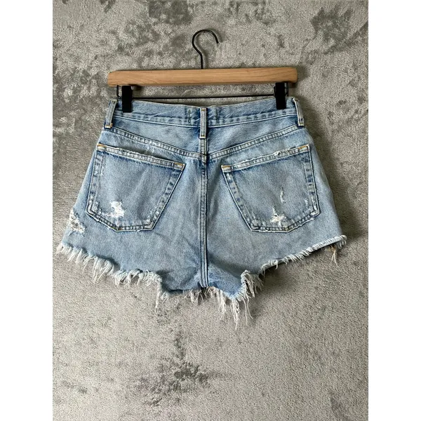 AGOLDE Parker Distressed Cutoff High Rise Denim Shorts Light Wash Size 25 - Image 3