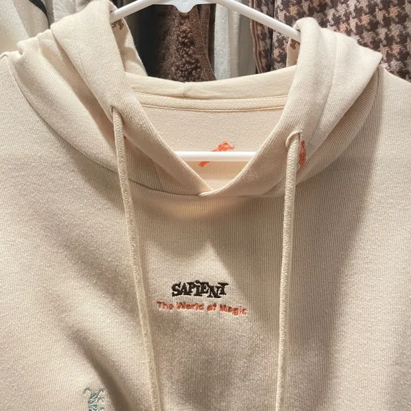Sapient cream hoodie with small embroidered graphics - Image 2