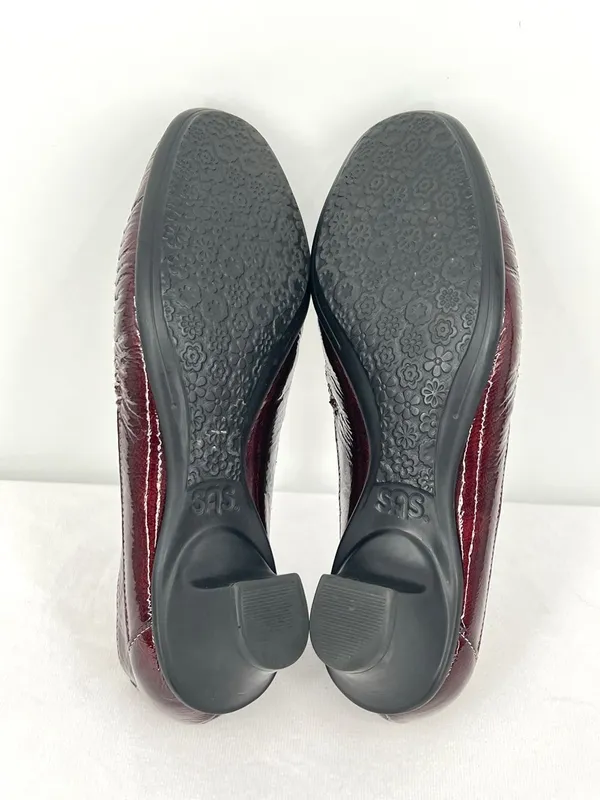 SAS Sonyo Bordo Burgundy Red Patent Leather Slip On Comfort Heels Pumps Women 8M - Image 6