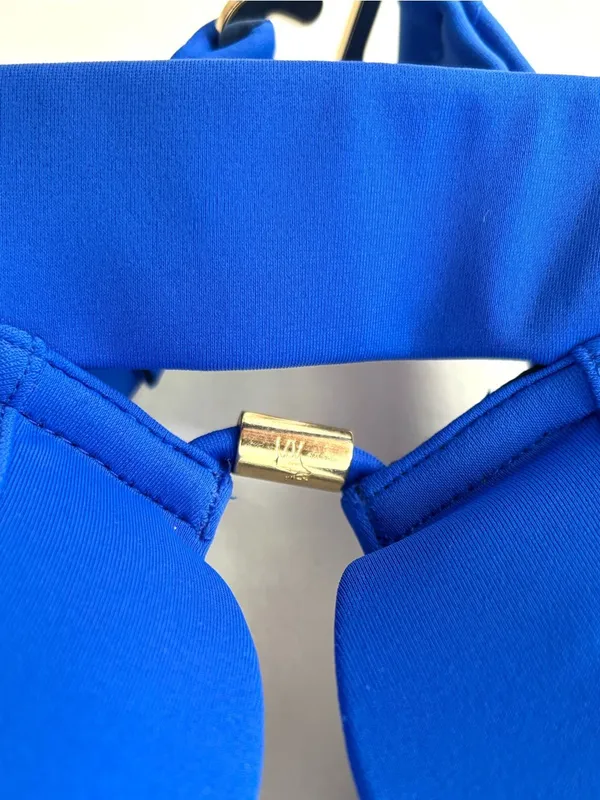 Abercrombie & Fitch Cobalt Blue Bikini Push Up Swim Top Criss Cross Straps - Image 6
