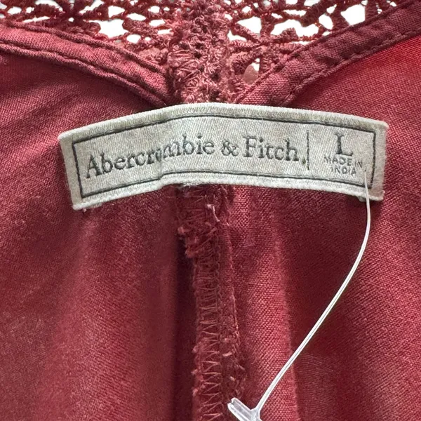 Abercrombie & Fitch Lace Trim V-Neck Flutter Sleeve Blouse Top Dusty Pink Large - Image 6